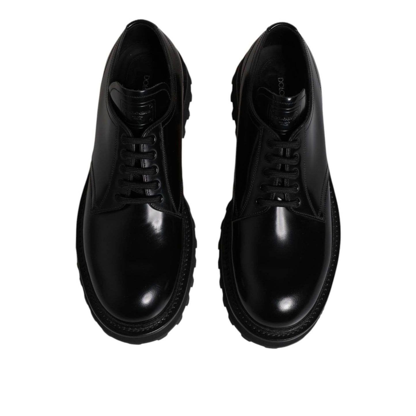 Dolce & Gabbana Black Leather Lace Up Trekking Dress Shoes