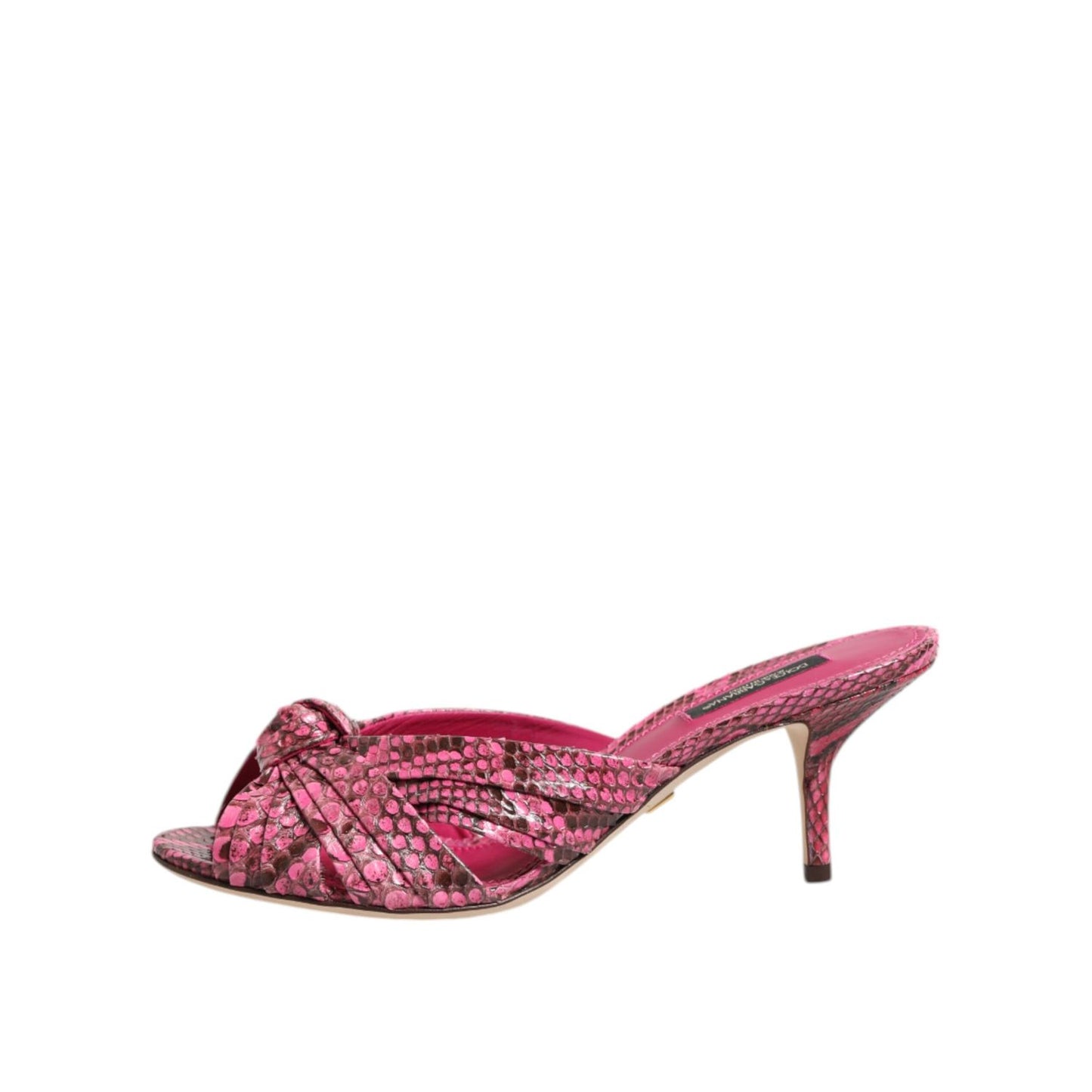 Dolce & Gabbana Pink Leather Heels Slides Sandals Shoes