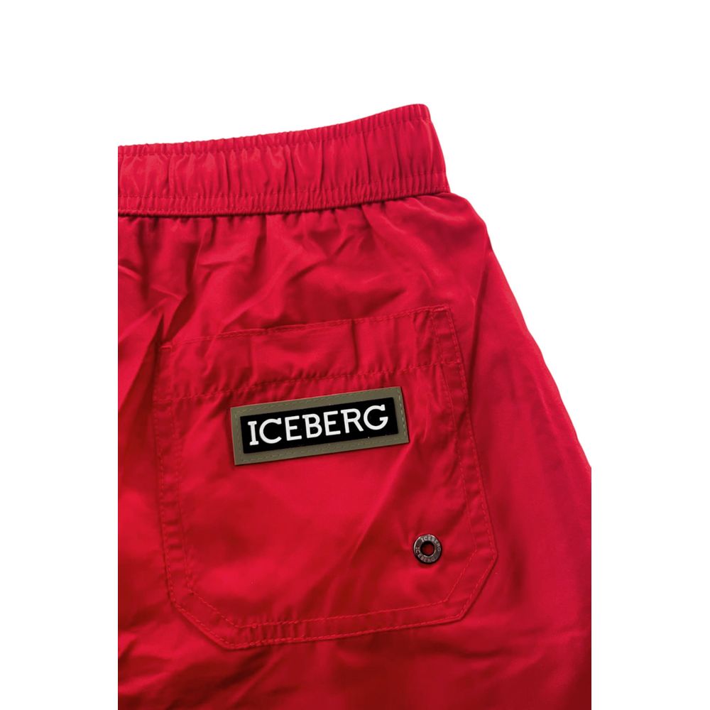 Iceberg Red Polyester Men Swim Short Iceberg