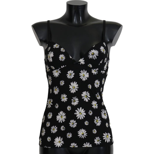 Dolce & Gabbana Black Daisy Print Dress Lingerie Chemisole
