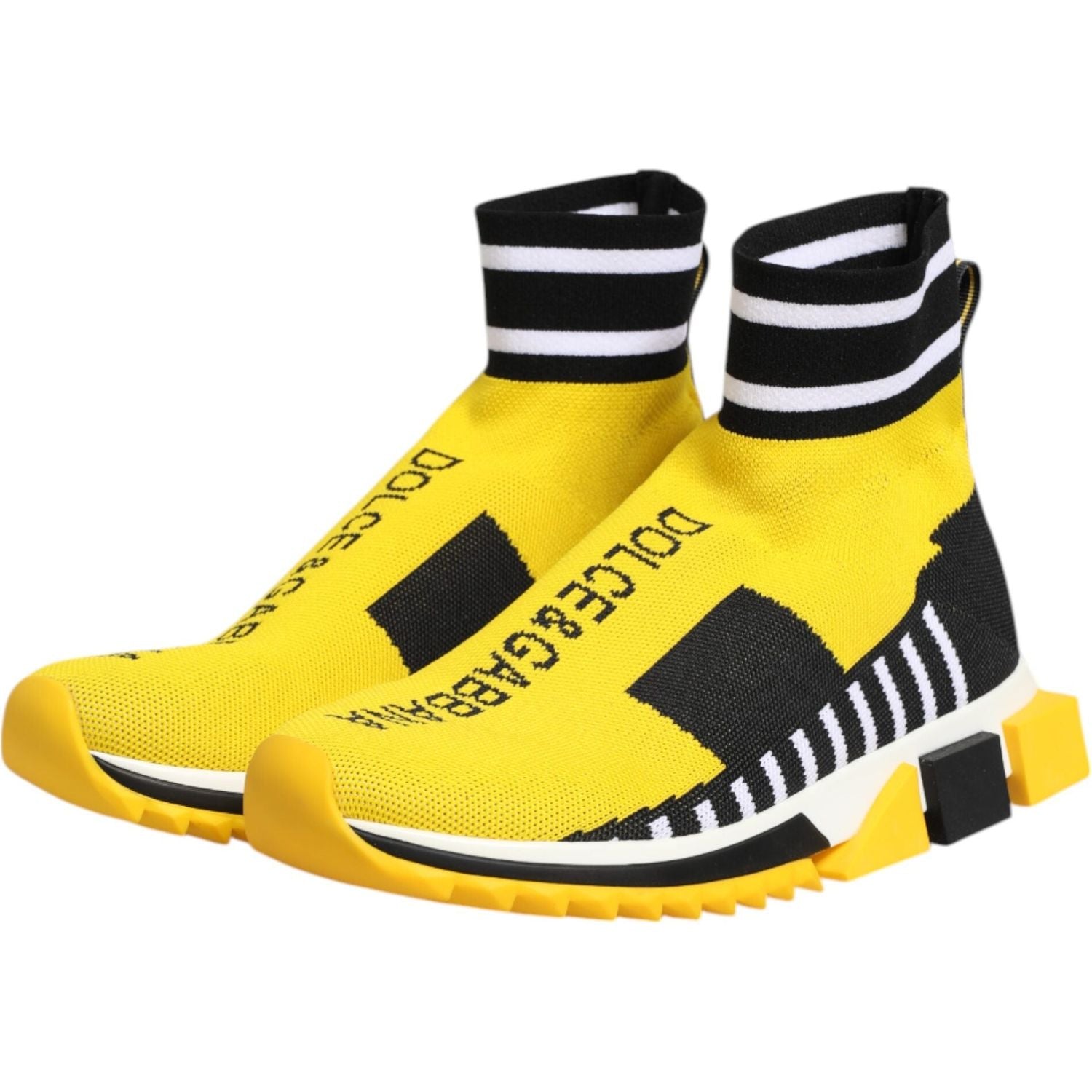 Dolce & Gabbana Yellow Black Sorrento Socks Sneakers Shoes