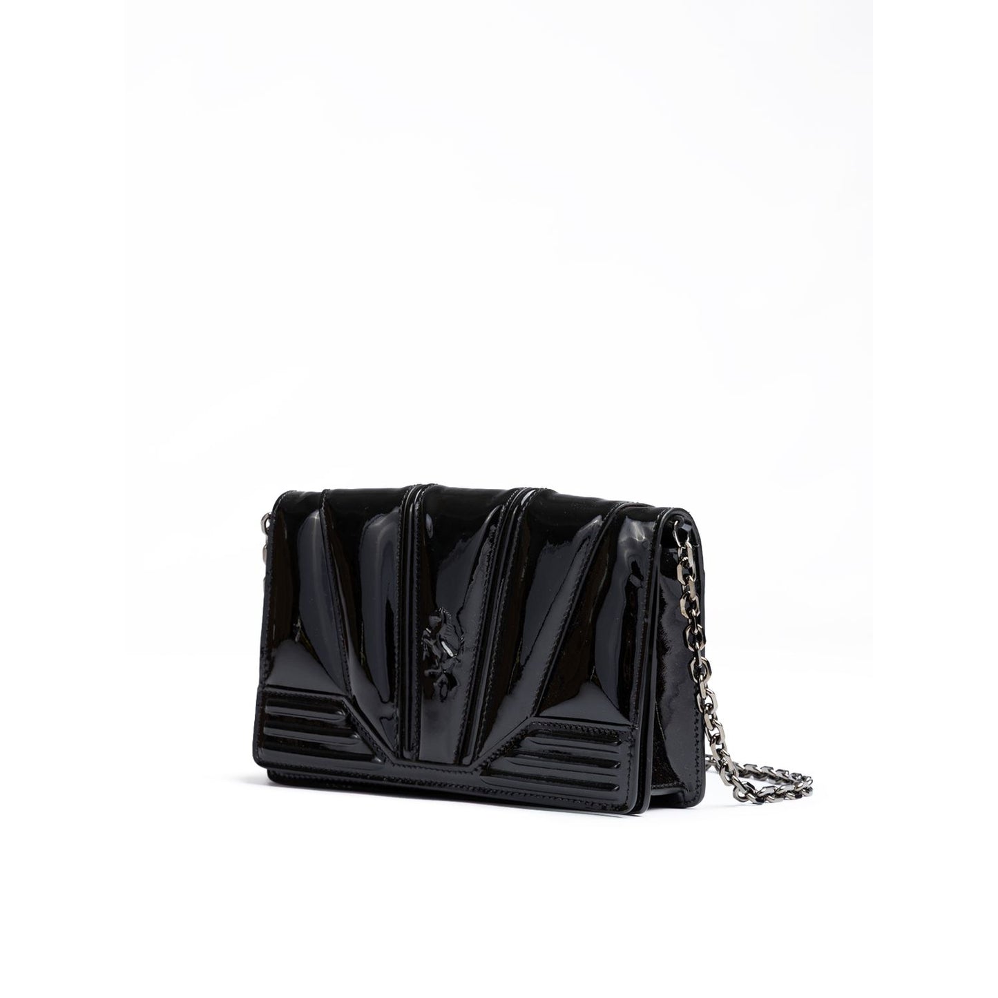 Ferrari Black GT patent leather bag with chain Ferrari