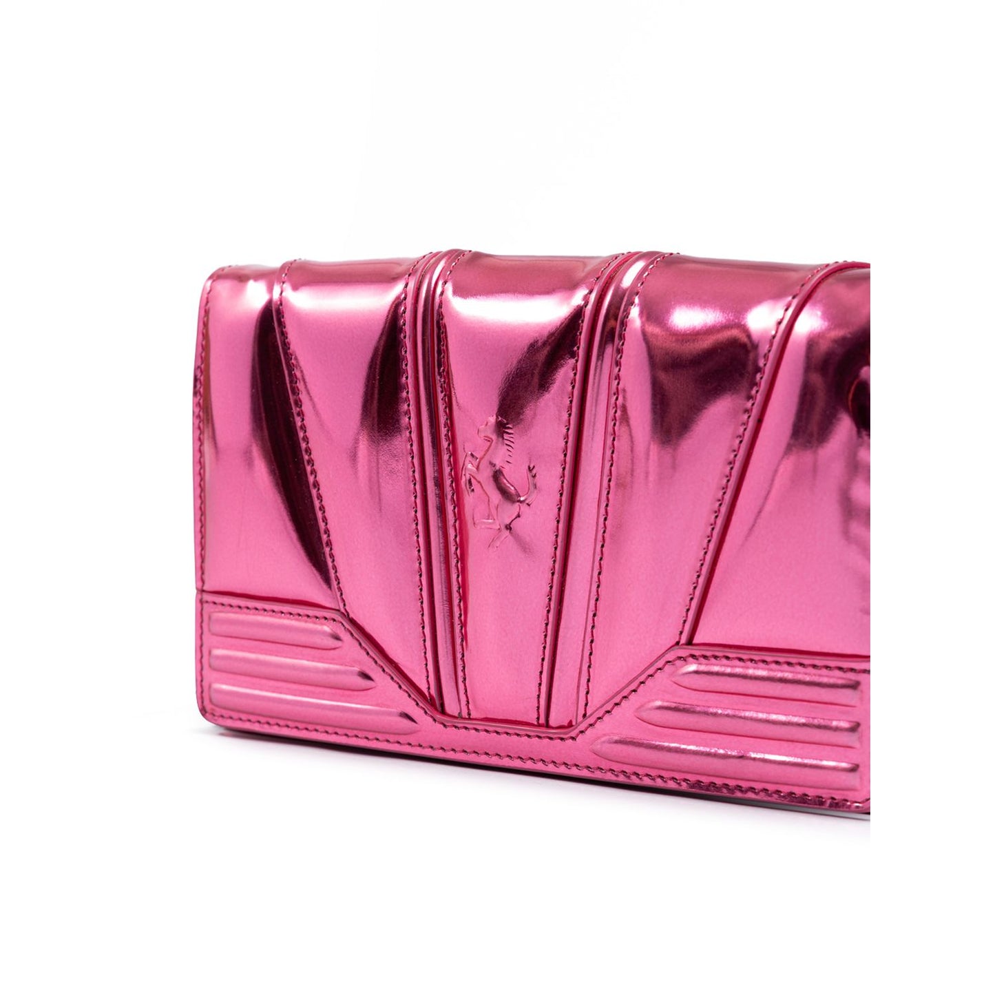Ferrari Metal Pink GT patent leather bag with chain Ferrari