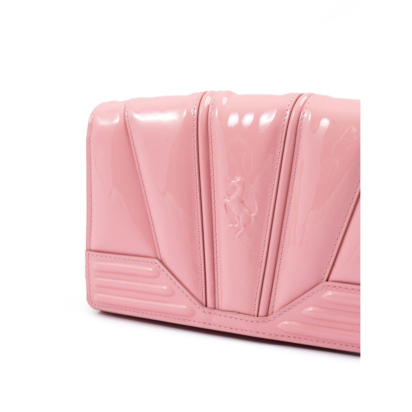 Ferrari Pink GT patent leather bag with chain Ferrari