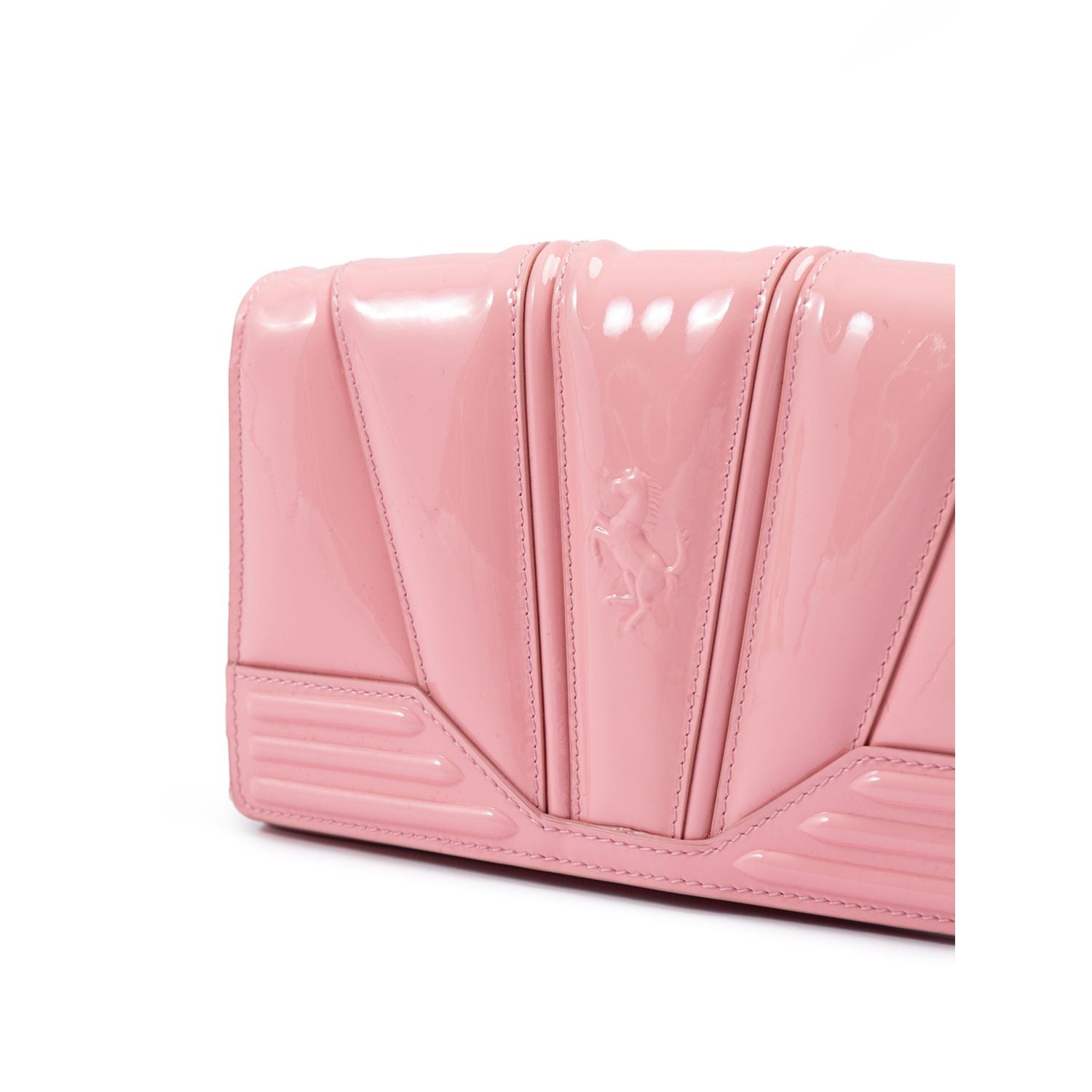 Ferrari Pink GT patent leather bag with chain