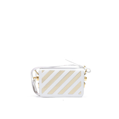 Off-White White/Gold Metallic Stripe Mini Crossbody Bag