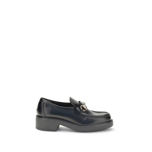 Gucci Black Calf Leather Bos Taurus Slip-On Loafers