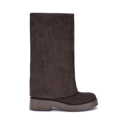 Casadei Brown Polyester Flat Boots Casadei