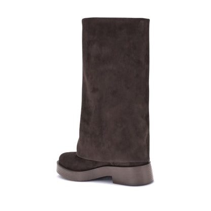 Casadei Brown Polyester Flat Boots Casadei