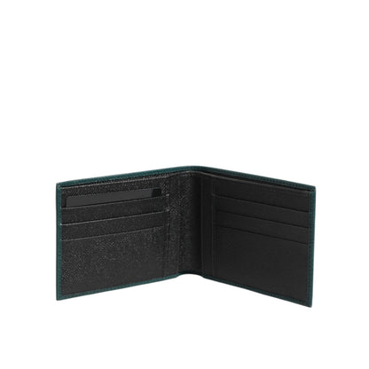 Dolce & Gabbana Green Leather DG Logo Plaque Bifold Men Card Holder Wallet
