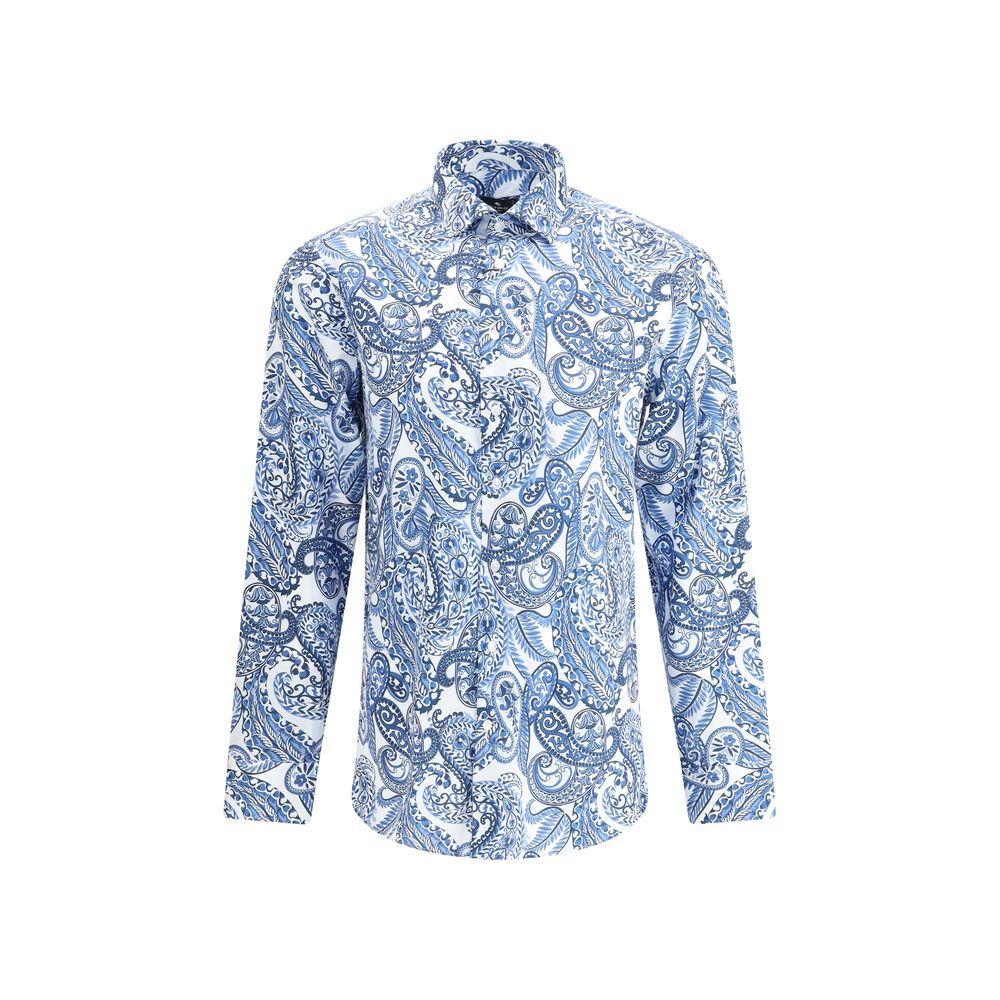 Etro Light Blue Cotton Pattern Shirt Etro