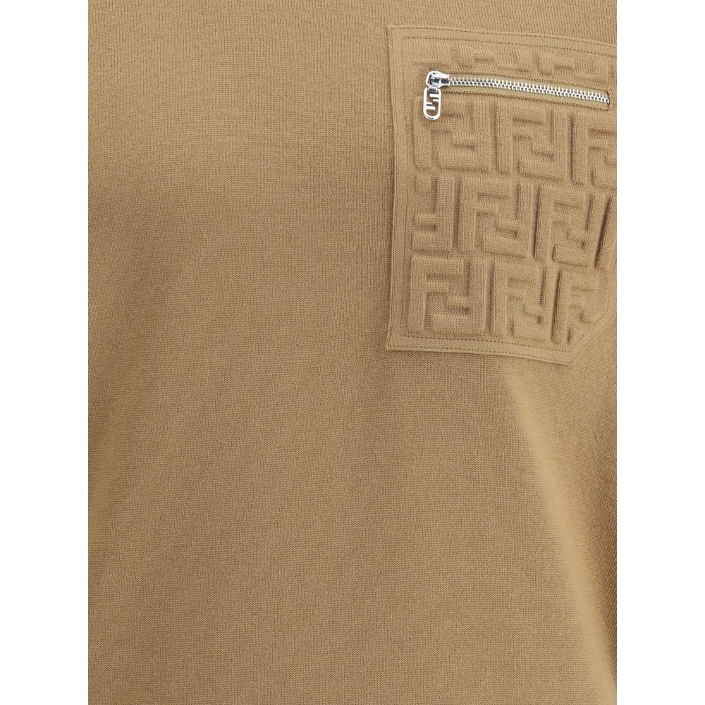 Fendi Beige Fleece Wool Sweatshirt Fendi