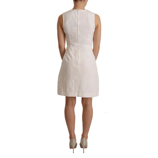 Dolce & Gabbana White Floral Sleeveless Sheath Mini Dress