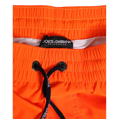 Dolce & Gabbana Orange Polyester Beachwear Men Shorts Swimwear