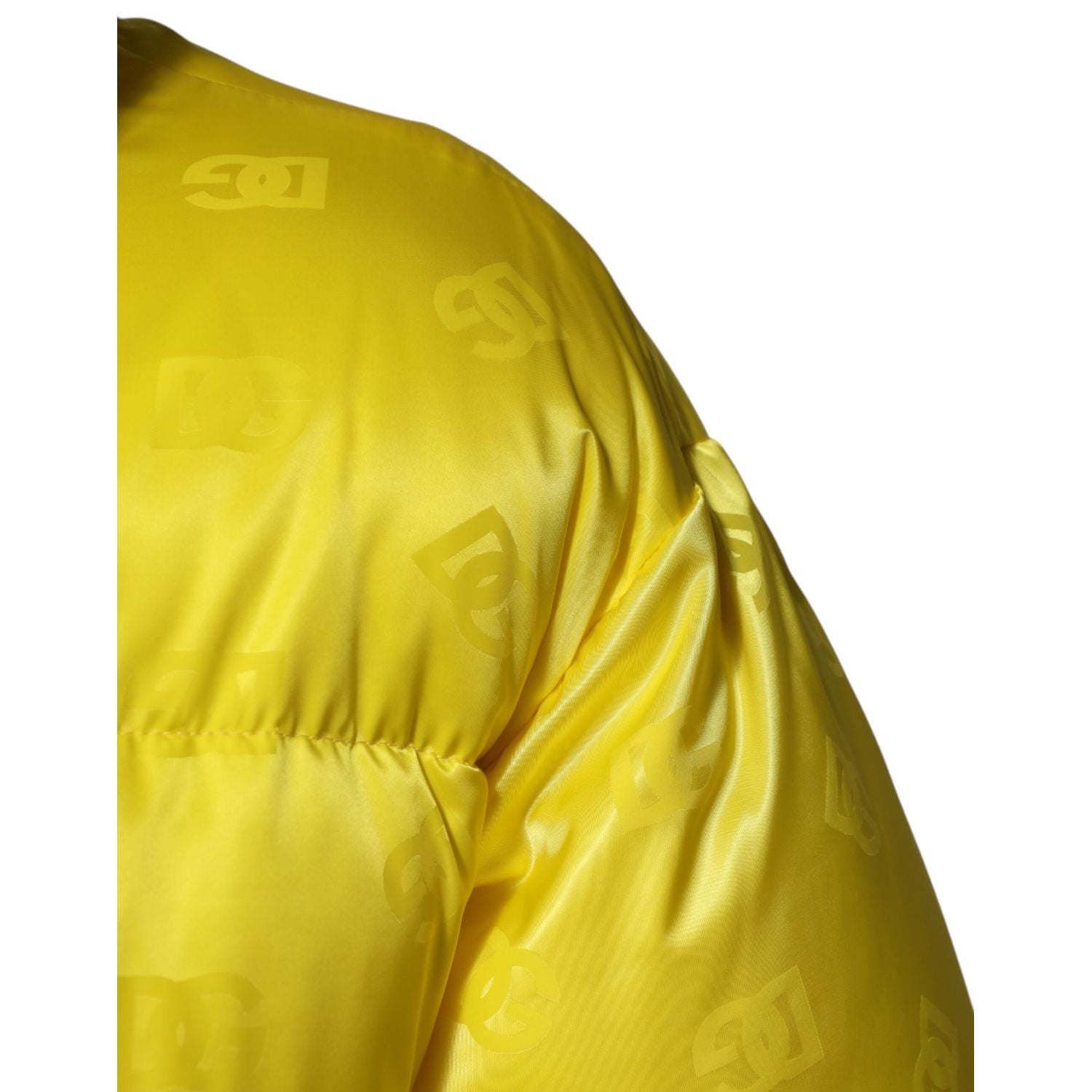 Dolce & Gabbana Yellow Nylon Logo Puffer Bomber Men Jacket