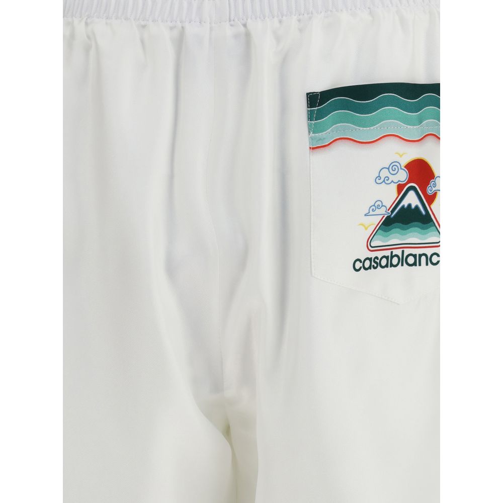 Casablanca White Silk Bermuda Shorts Casablanca