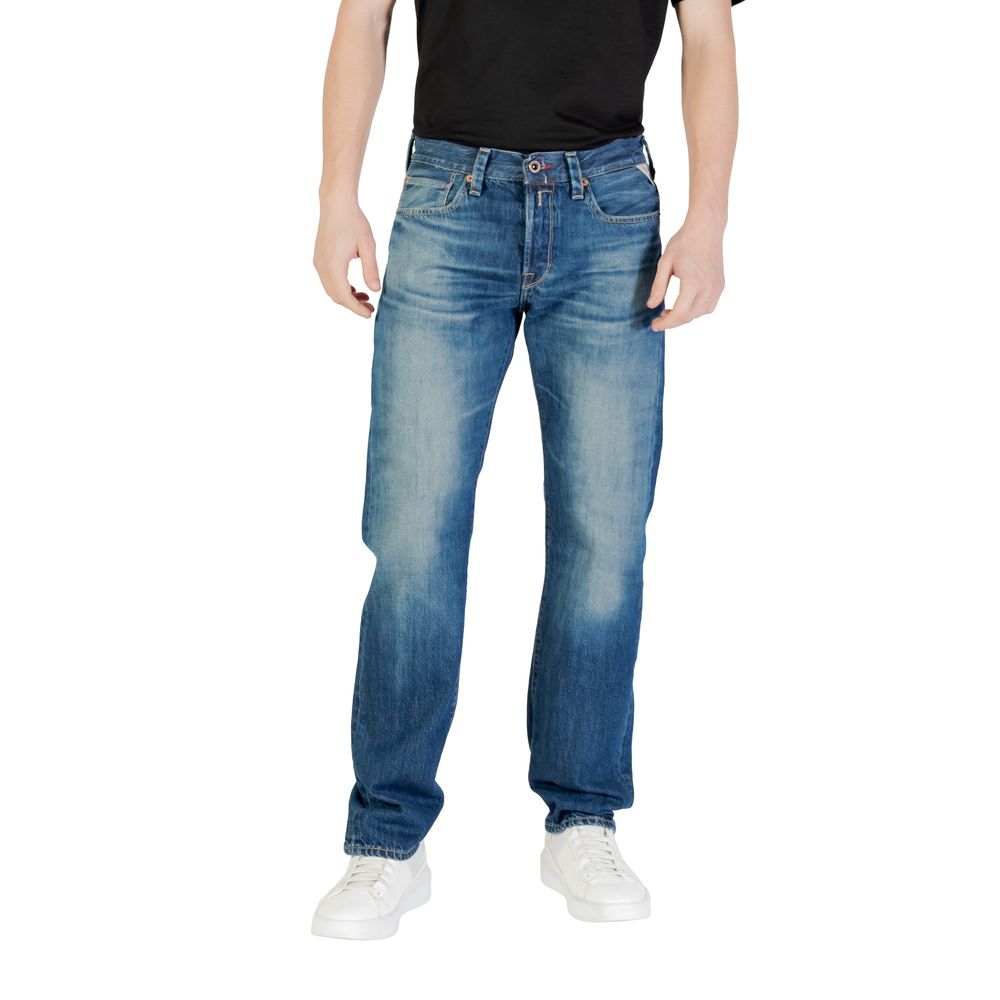 Replay Blue Cotton Relaxed Fit Jeans