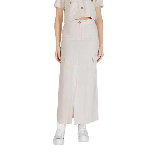 Jacqueline De Yong Beige Viscose Long Skirt