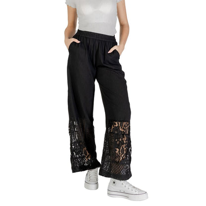 ICHI Black Cotton Casual Pants 1728,34 | XXS,71956299936,Black,Casual Pants - Pants - Clothing,Clothing,ICHI,IT40|S,IT44|L,New with tags,Pants - Clothing,Women