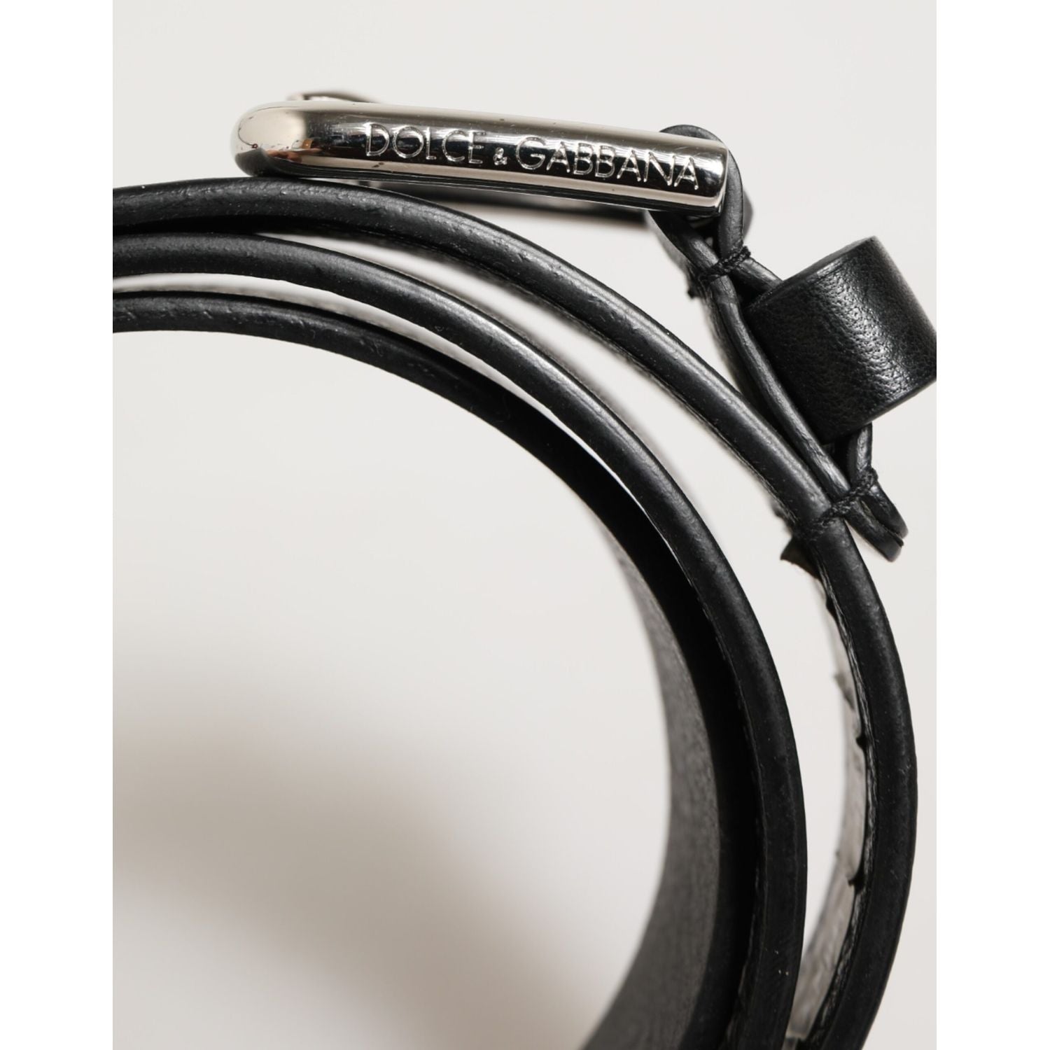 Dolce & Gabbana Black Leather Classic Metal Logo Buckle Belt