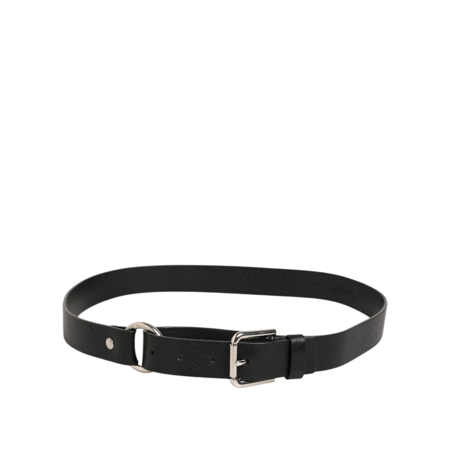 Dolce & Gabbana Black Leather Classic Metal Logo Buckle Belt