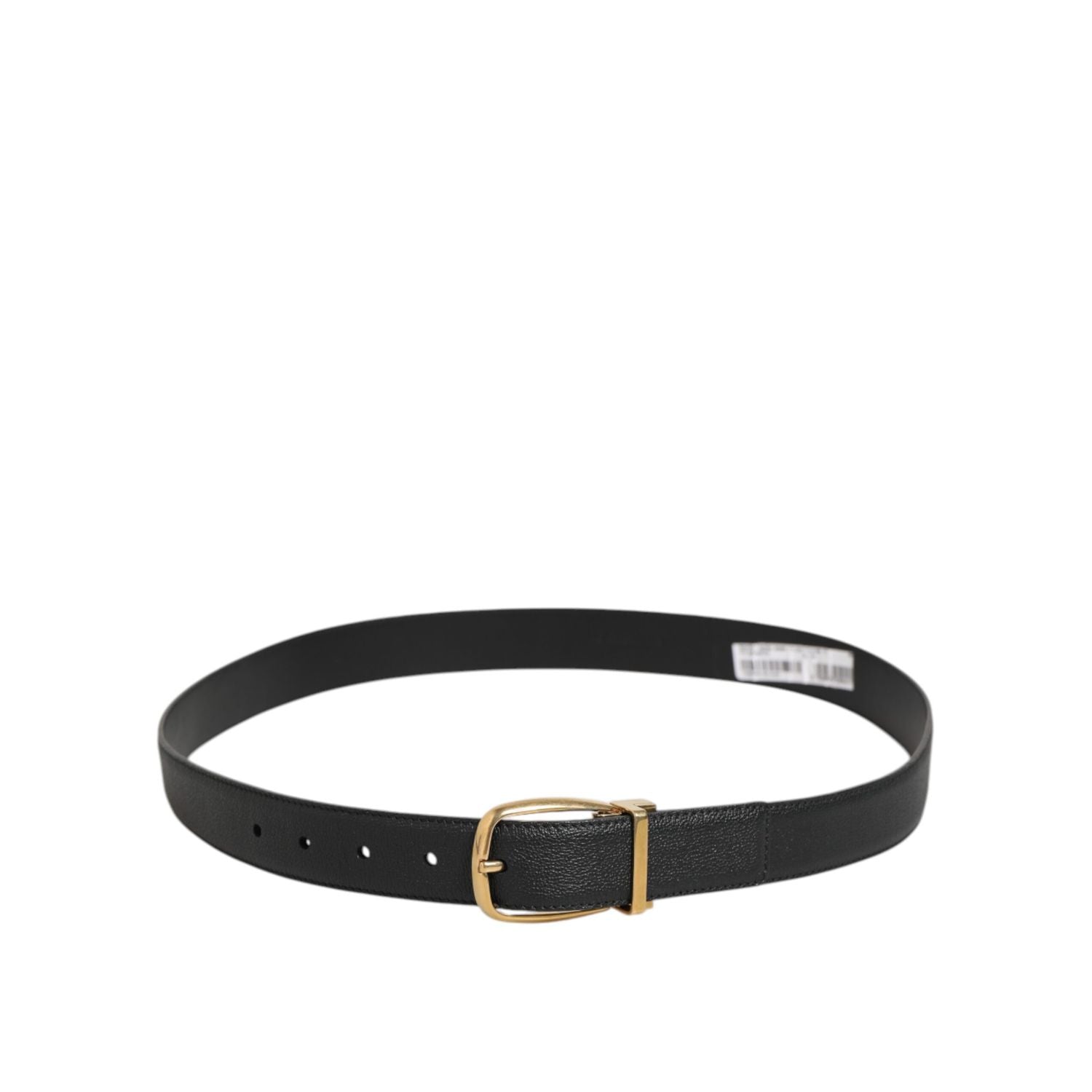 Dolce & Gabbana Black Leather Classic Metal Logo Buckle Belt
