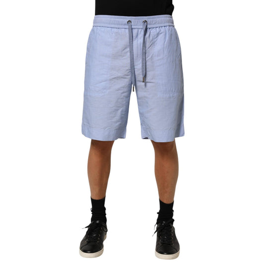 Dolce & Gabbana Light Blue Linen Mid Waist Men Bermuda Shorts 1728,67345645728,Bermuda - Shorts - Clothing,Clothing,Dolce & Gabbana,IT48 | M,Knee Length - Shorts - Clothing,Light Blue,Material: 32%CO+68%LI,Men,Preowned / Defect,Shorts - Clothing