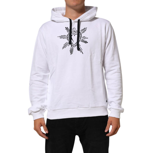 Dolce & Gabbana White Sacred Heart Hooded Sweatshirt Sweater