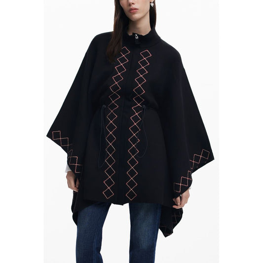 Desigual Black Polyester Women Poncho