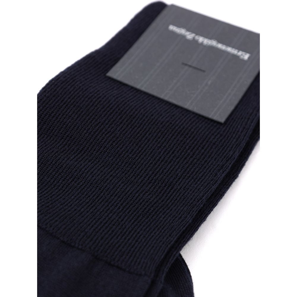 ZEGNA Navy Blue Wool Socks