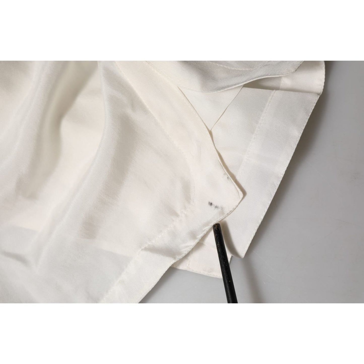 Dolce & Gabbana Off White Silk Button Down Polo Shirt Top