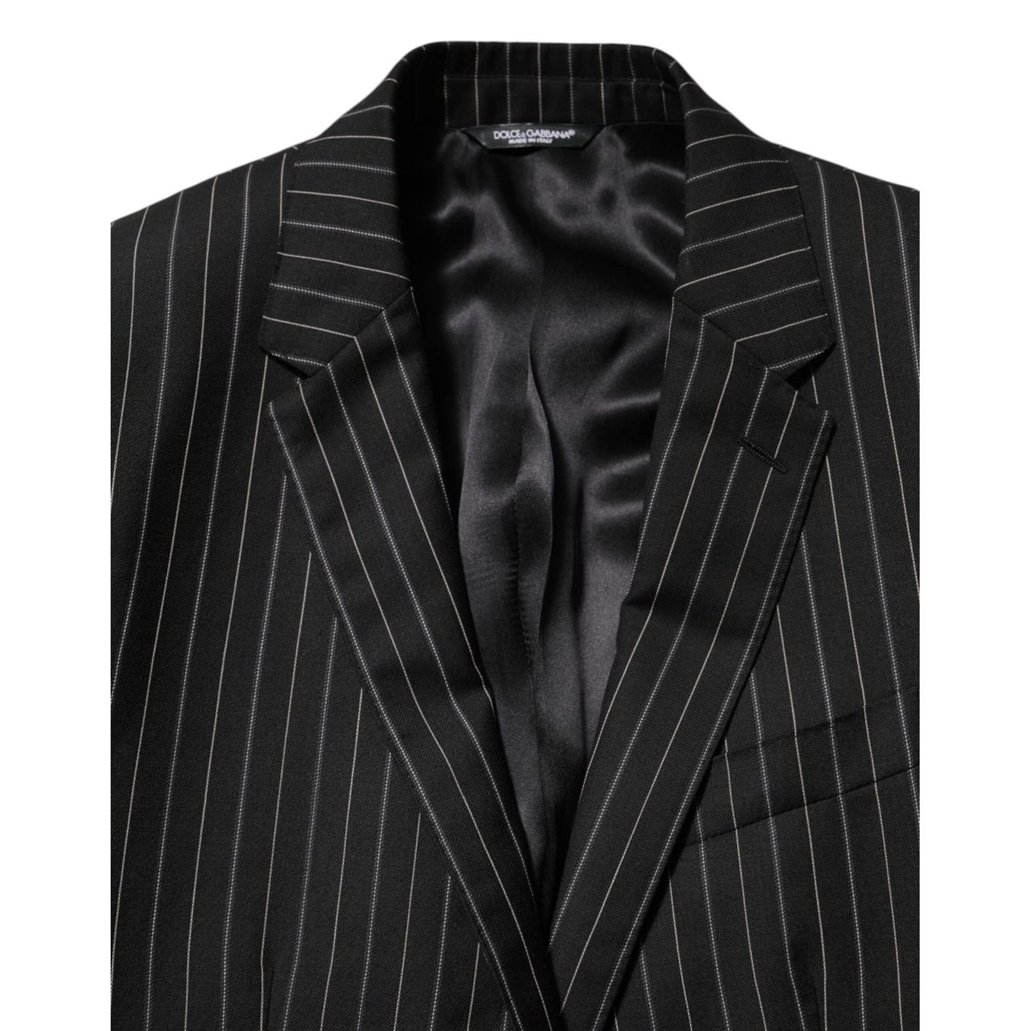 Dolce & Gabbana Black Stripes MARTINI 1 Button Suit Blazer