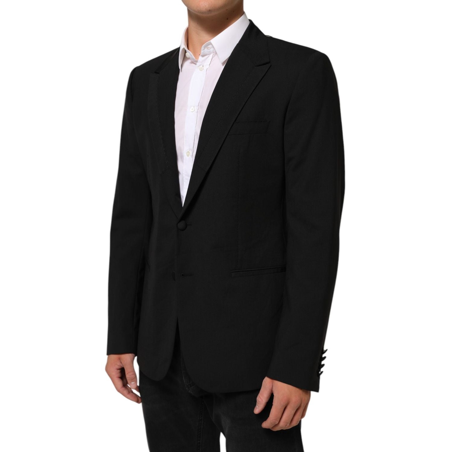 Dolce & Gabbana Black Wool 2 Buttons Suit Men Jacket Blazer