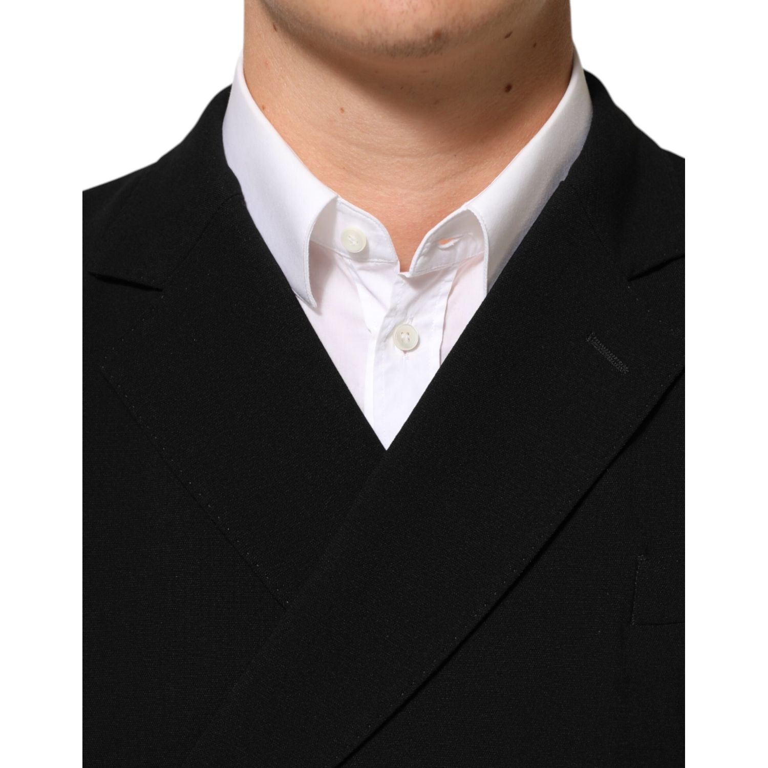 Dolce & Gabbana Black Wool Double Breasted Men Jacket Blazer