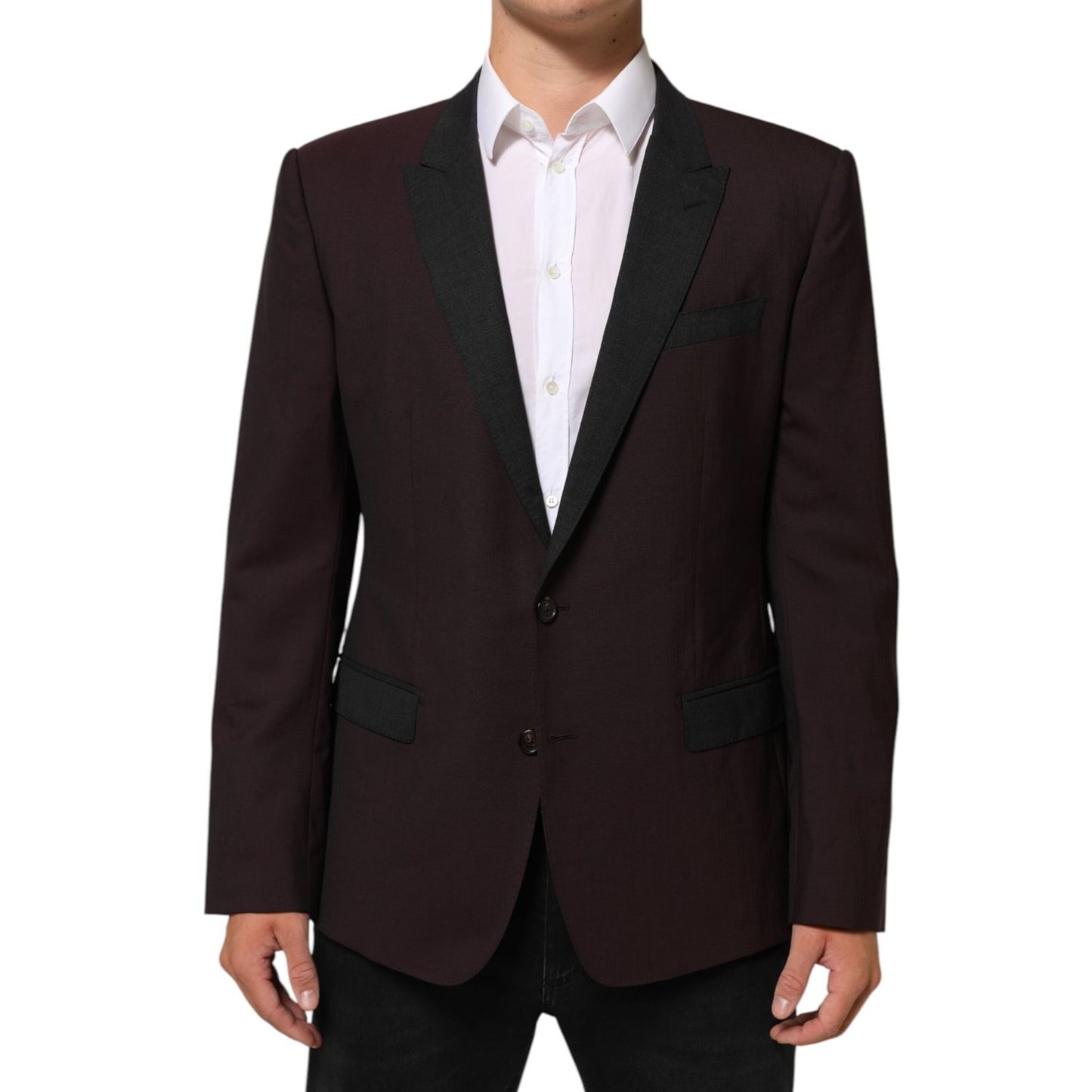 Dolce & Gabbana Maroon Wool 2 Buttons Suit Jacket Blazer
