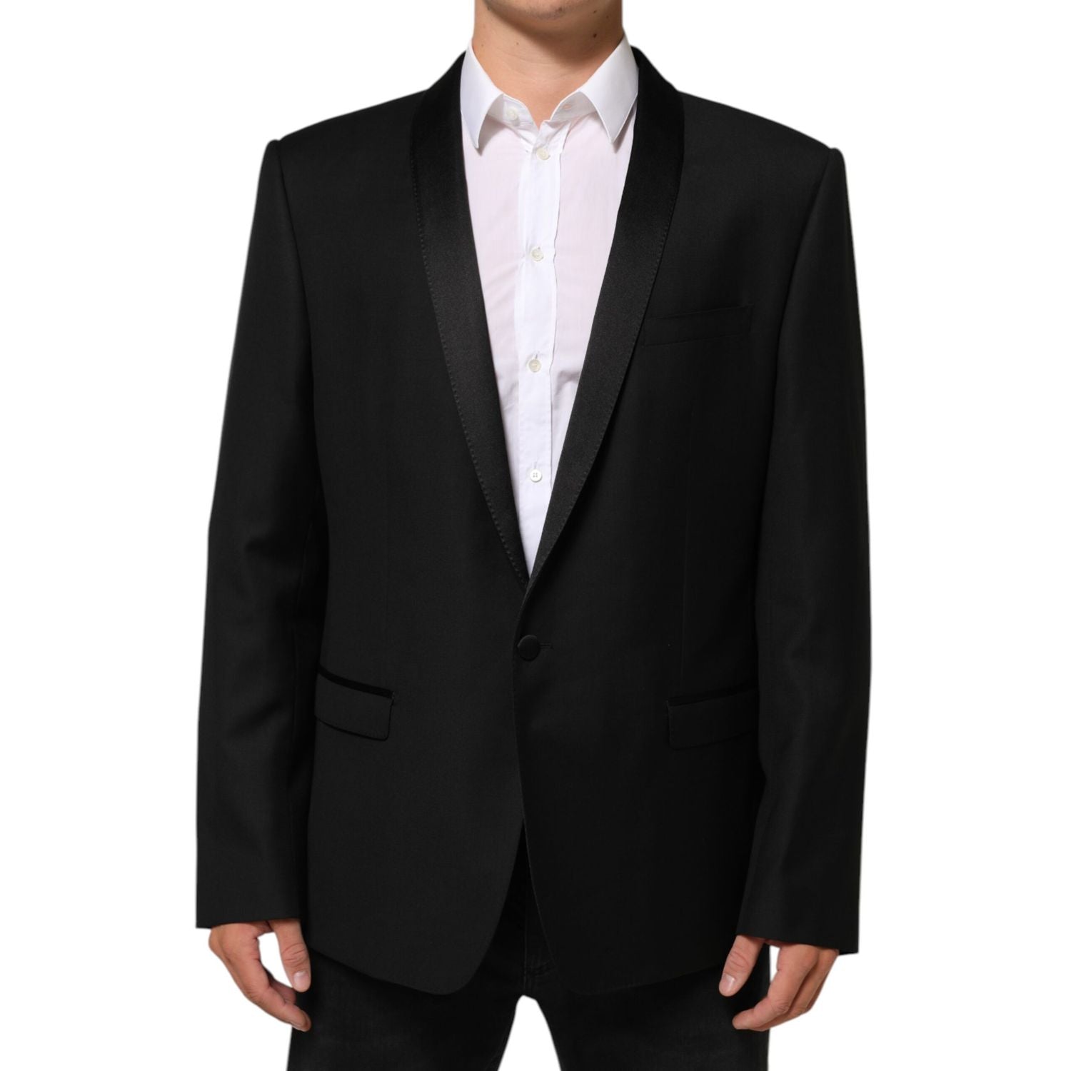 Dolce & Gabbana Black Wool GOLD 1 Button Men Suit Blazer