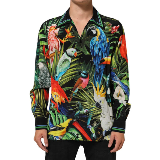 Dolce & Gabbana Multicolor Parrot Print Lounge Casual Shirt