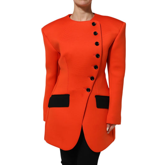 Dolce & Gabbana Red Buttoned Down Women Trench Coat Jacket