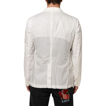 Dolce & Gabbana White Cotton 1 Button Men Suit Blazer