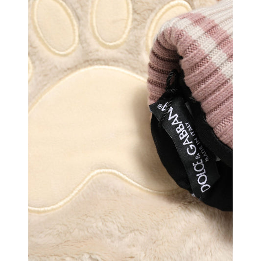 Dolce & Gabbana Brown Acrylic Knitted Fur Wrist Mitten Gloves