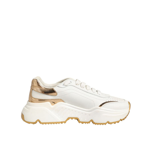 Dolce & Gabbana White Gold Daymaster Low Top Sneakers Shoes 1728,67345645728,Chunky - Sneakers - Shoes,Dolce & Gabbana,EU37/US6.5,Low Tops - Sneakers - Shoes,Material: 07%PL+10%PU+83lf,Preowned / Defect,Shoes,Sneakers - Shoes,White,Women