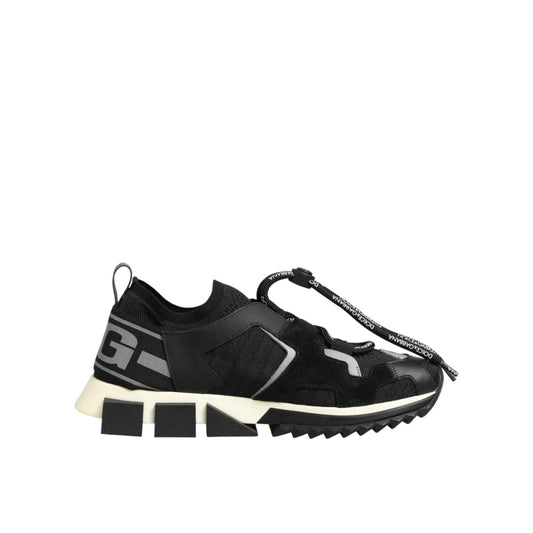 Dolce & Gabbana Black Mesh Sorrento Trekking Sneakers Shoes 1728,67345645728,Athletic - Sneakers - Shoes,Black/White,Chunky - Sneakers - Shoes,Dolce & Gabbana,EU37.5/US7,Low Tops - Sneakers - Shoes,Material: 05+70%PL+10%PU+15%VI,Preowned / Defect,Shoes,Sn