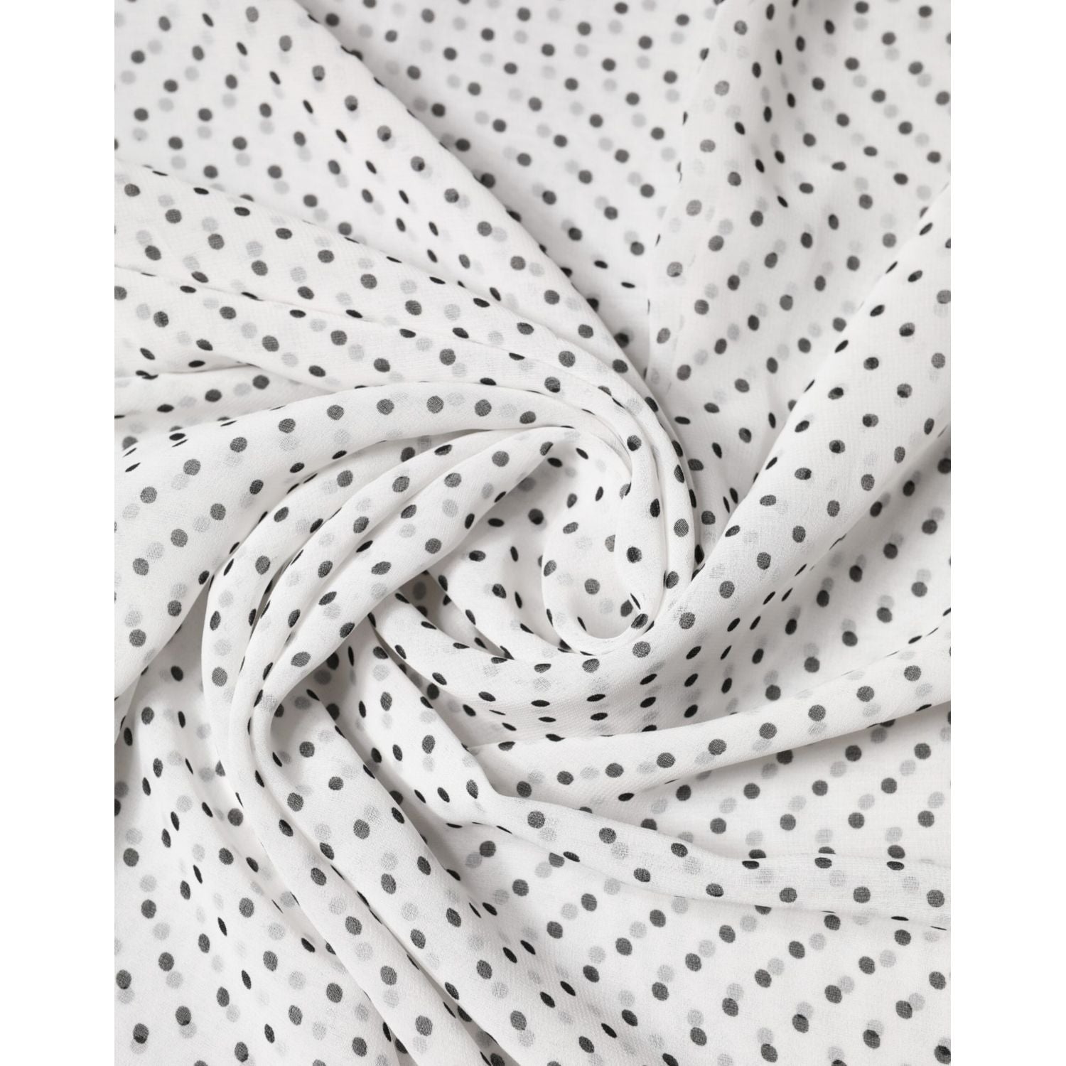 Dolce & Gabbana White Polka Dot Polyester Shawl Scarf
