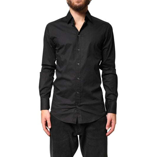 Dolce & Gabbana Black GOLD Cotton Men Dress Formal Shirt 1728,67345645728,Black,Clothing,Dolce & Gabbana,Dress Shirts - Shirts - Clothing,IT38 | XS,Material: 97%CO+03,Men,Preowned / Defect,Shirts - Clothing