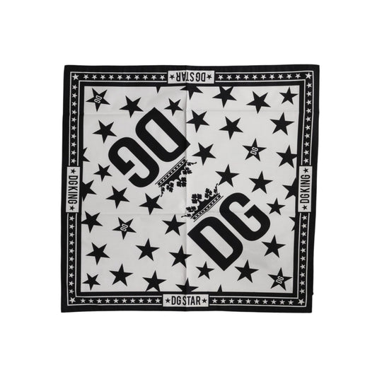 Dolce & Gabbana White DG Crown Print Square Foulard 52cm x 50.5cm Scarf