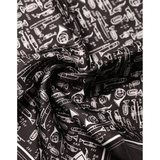 Dolce & Gabbana Brown Jazz Club Square Handkerchief Men 32cm x 31cm Scarf
