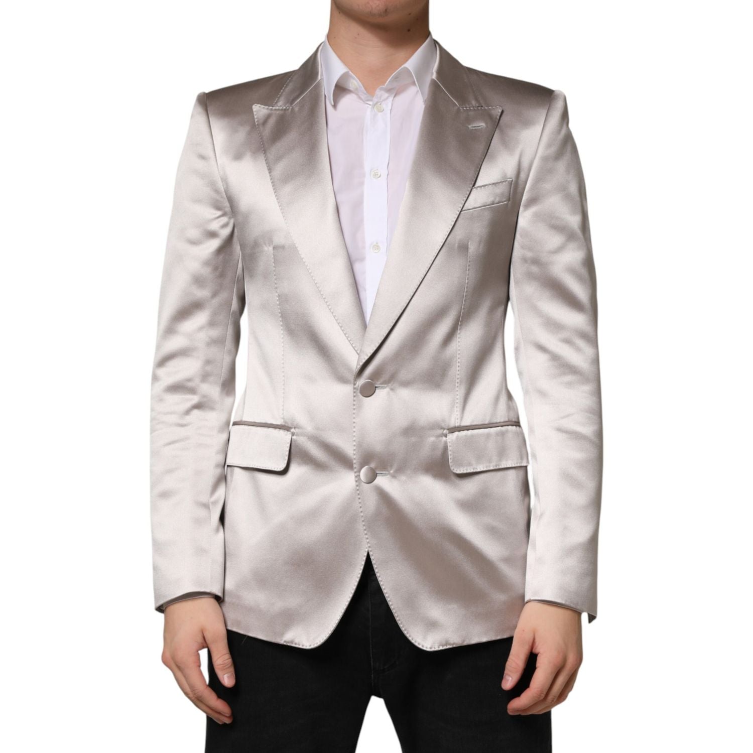 Dolce & Gabbana Silver SICILIA Single Breasted Jacket Blazer