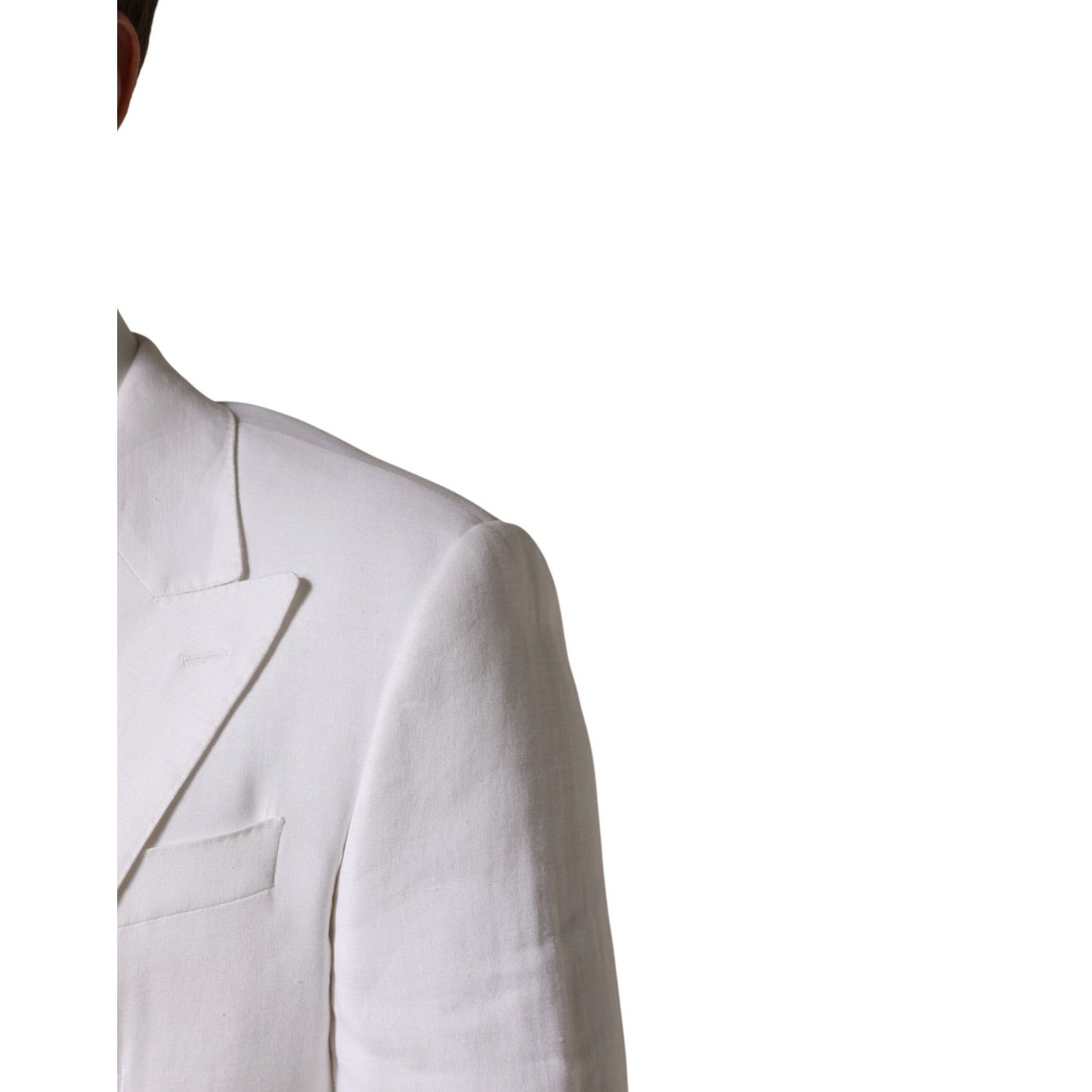 Dolce & Gabbana White Linen Double Breasted 2 Button Blazer