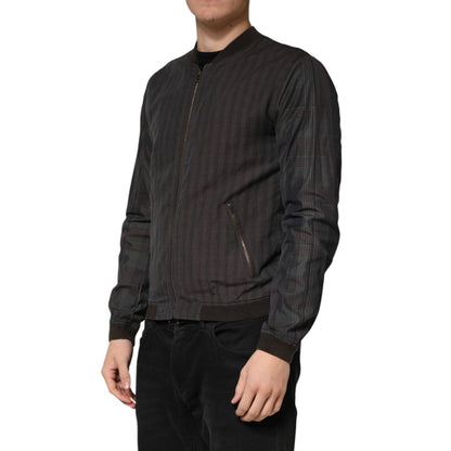 Dolce & Gabbana Black Stripes Cotton Full Zip Bomber Jacket