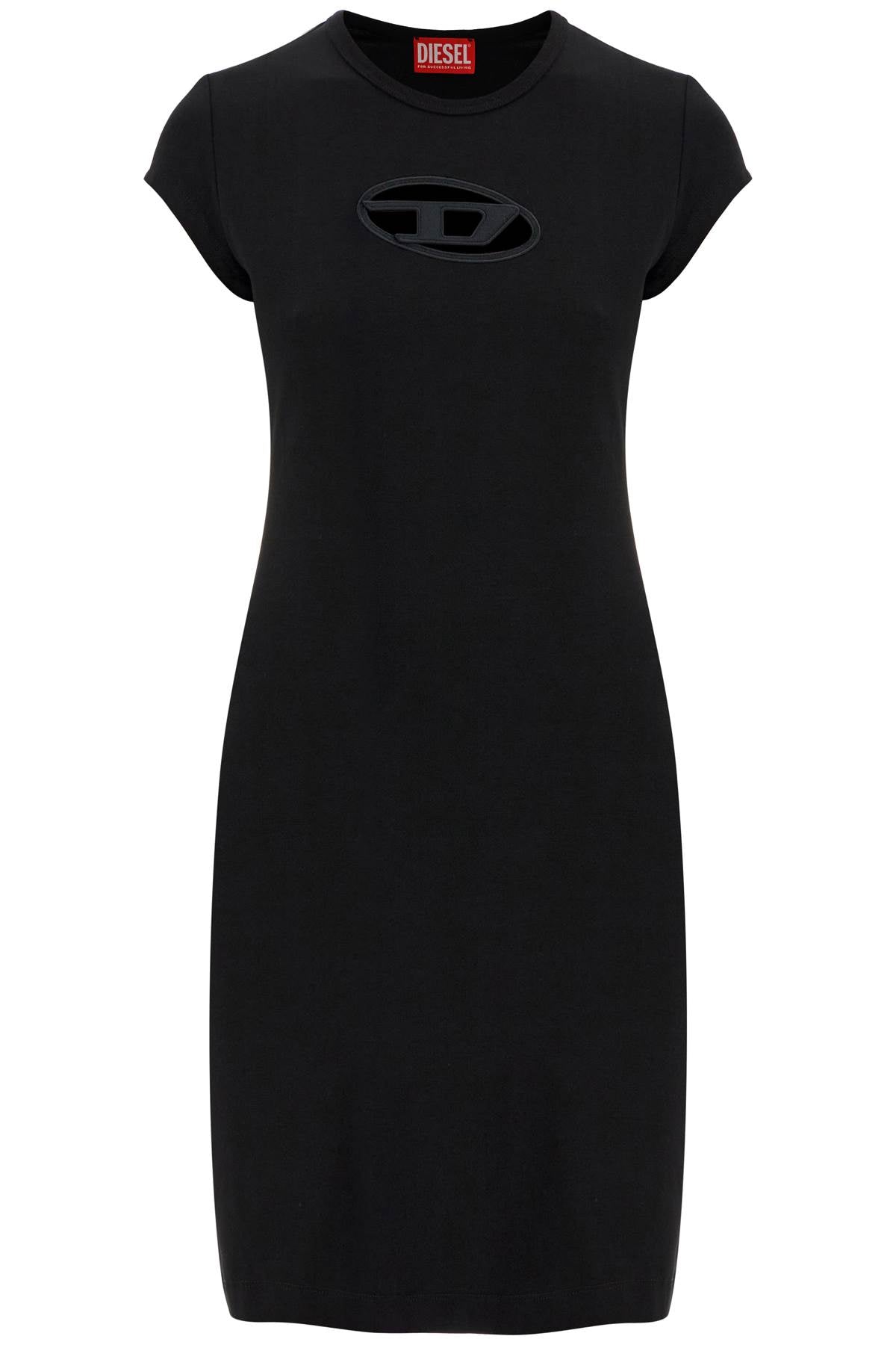 Diesel black cotton dress with central opening above the knee Dresses Diesel